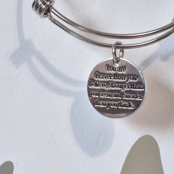 NWT Inspirational Wire Bracelet - You are Braver than you believe - Picture 3 of 4